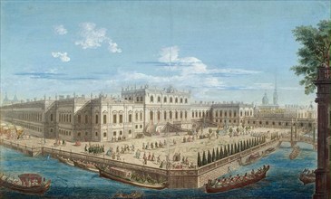 View of the Summer Palace of Empress Elizabeth at the Fontanka River in St. Petersburg, 1753.  Creator: Grekov, Alexei Angileevich (1723/26-after 1770).