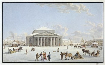 View of the Bolshoi Theatre in St Petersburg, early 19th century. Creator: Lory, Gabriel Ludwig, the Elder (1763-1840).