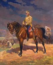 Portrait of Grand Duke Nikolai Nikolayevich (1856?1929) on Horseback, 1910s.  Creator: Samokish, Nikolai Semyonovich (1860-1944).