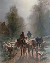 On the Way to the Market', 1859.  Creator: Troyon, Constant (1810-1865).