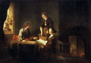 'Christ in the House of Martha and Mary', 17th century. Artist: School of Rembrandt van Rijn