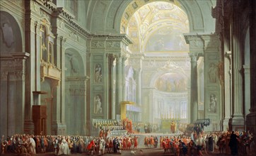 'Interior of the Basilica of Saint Peter in Rome', 18th century.  Artist: Giovanni Paolo Panini