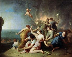 'Nymphs Burning the Ship of Telemachus', 1746. Artist: Henri Antoine de Favannes