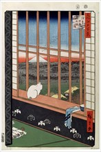 'A Cat Sitting on the Window Seat', 19th century. Artist: Ando Hiroshige