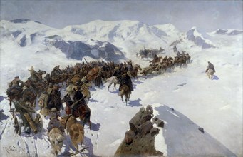 'Count Argutinsky Crossing the Caucasian Range', 1892. Artist: Franz Roubaud