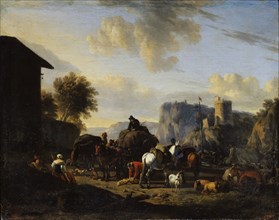 'The Rest of the Convoy', 17th century. Artist: Nicolaes Berchem