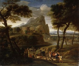 'Landscape with Caravan', 17th century. Artist: Gaspard Dughet