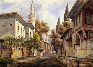 'A Street in Constantinople', 1835. Artist: Johann Jakob Wolfensberger