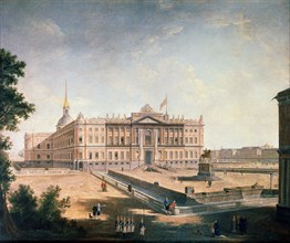View of the Michael Palace and the Connetable Square, St Petersburg, c1800. Artist: Fyodor Yakovlevich Alexeev