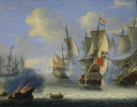 'A Sea Battle', late 17th or 18th century.  Artist: Adam Silo