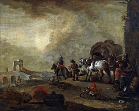 'Travellers on the Way', 17th century. Creator: Philip Wouverman.