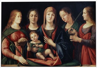 'Madonna and Child with Mary Magdalen, Saint Catherine and two Saints', 1504. Artist: Alvise Vivarini