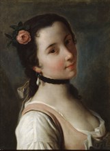 'A Girl with a Rose', mid 18th century. Artist: Pietro Rotari