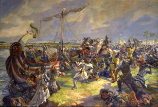 'The Battle of the Neva on July 15, 1240', 1940.  Artist: Julia Truze-Ternovskaya