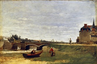 'Landscape with a Bridge', early 1870s. Artist: Stanislas Lepine