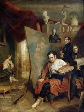 'In the Studio of the Painter Wilhelm Golicke', 1832. Artist: Wilhelm Golicke