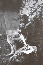 Marina Tsvetaeva with her dog. Savoy, 1930.