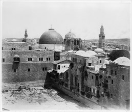 Pool of Hezekiah, Church of the Holy Sepulchre, and Hospice of the Knights of St. John, Between 1860 and 1880.