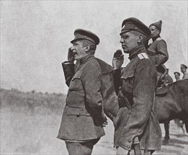 Prime Minister of the Russian Provisional Government Alexander Kerensky (Left) At the Front, 1917.