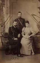 Emperor Nicholas II with Grand Duke Alexander Mikhailovich of Russia and his wife, Grand Duchess Xenia Alexandrovna of Russia, 1894.