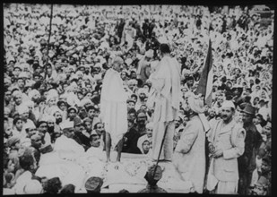 Mohandas Gandhi with Abdul Ghaffar Khan at Peshawar, 1938.