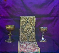 Gospel of Tsar Alexei Mikhailovich and the sacramental vessels of of Tsar Mikhail Feodorovich, 1911.