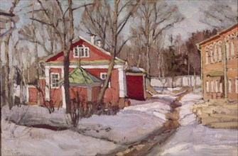 Country Estate in Winter, 1904. Artist: Zhukovsky, Stanislav Yulianovich (1873-1944)