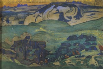 Tchud tribe gone underground, 1913. Artist: Roerich, Nicholas (1874-1947)