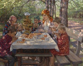 The Teacher's Guests. Artist: Bogdanov-Belsky, Nikolai Petrovich (1868-1945)