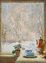 Through the Window in Winter, 1945. Artist: Gorbatov, Konstantin Ivanovich (1876-1945)
