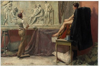 The sculptor's studio, 1885. Artist: Roberts, Tom (1856-1931)