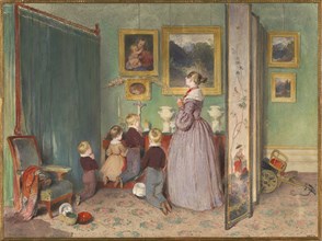 The Evening Prayer (Archduchess Sophie with children), 1839. Artist: Fendi, Peter (1796-1842)
