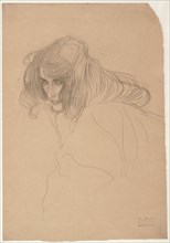 Study of a woman's head in three-quarter profile (Study for Unchastity in the Beethoven Frieze), c.1901-1902. Artist: Klimt, Gustav (1862-1918)