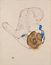 Nude with Blue Stockings, Bending Forward, 1912. Artist: Schiele, Egon (1890?1918)