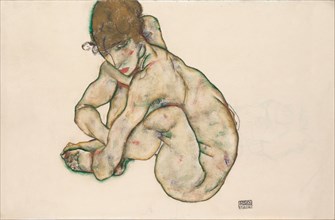 Crouching Nude Girl, 1914. Artist: Schiele, Egon (1890?1918)