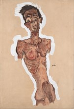 Nude Self-Portrait, 1910. Artist: Schiele, Egon (1890?1918)