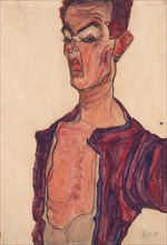 Self-Portrait, Grimacing, 1910. Artist: Schiele, Egon (1890?1918)