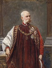 Portrait of Franz Joseph I of Austria as Grand Master of the Golden Fleece, 1903. Artist: Liebscher, Adolf (1857-1919)