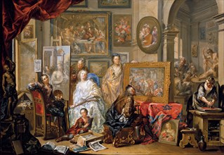 Studio of the painter. Artist: Platzer, Johann Georg (1704-1761)