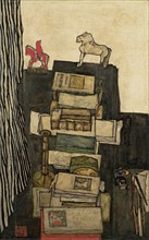 Still Life with Books (Schiele's Desk), 1914. Artist: Schiele, Egon (1890?1918)