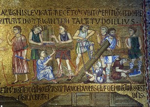 Story of Noah: The building of the Ark (Detail of Interior Mosaics in the St. Mark's Basilica), 11th century. Artist: Byzantine Master