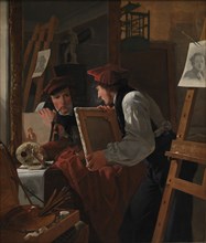 A Young Artist Examining a Sketch in a Mirror, 1926. Artist: Bendz, Wilhelm (1804-1832)