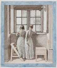 At a Window in the Artist's Studio, 1852. Artist: Eckersberg, Christoffer-Wilhelm (1783-1853)
