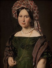 Cathrine Jensen, née Lorenzen, the Artist's Wife Wearing a Turban, 1842-1843. Artist: Jensen, Christian Albrecht (1792-1870)