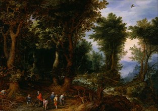 Wooded Landscape with Abraham and Isaac, 1599. Artist: Brueghel, Jan, the Elder (1568-1625)