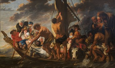 The Tribute Money. Peter Finding the Silver Coin in the Mouth of the Fish. (The Ferry Boat to Antwerp), 1616-1634. Artist: Jordaens, Jacob (1593-1678)