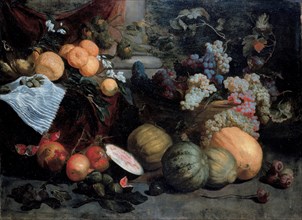 Still Life with Fruit and Vegetables, First third of 17th cen.. Artist: Roos, Jan (1591-1638)