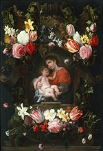 Garland of Flowers with Madonna and Child, First third of 17th cen.. Artist: Seghers, Daniel (1590-1661)