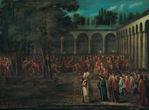 The Ambassadorial Delegation Passing through the Second Courtyard of the Topkap&#305 Palace, 1720s. Artist: Vanmour (Van Mour), Jean-Baptiste (1671-1737)