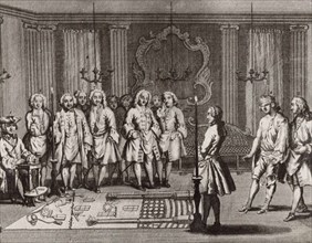 The French Freemasons initiation ceremony, 18th century. Artist: Anonymous